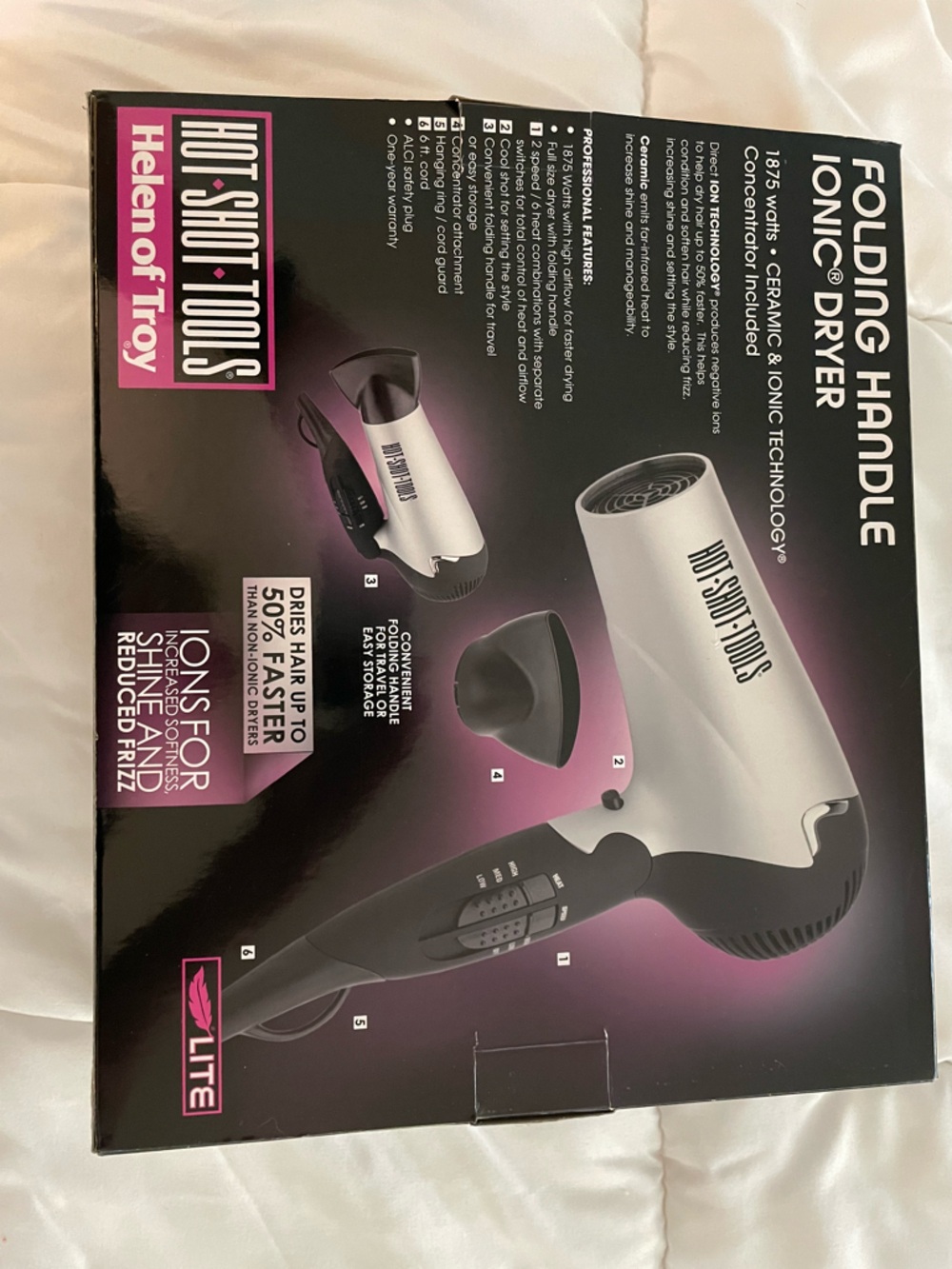 Hot Tools Helen of Troy Folding Handle Ionic Dryer in Black